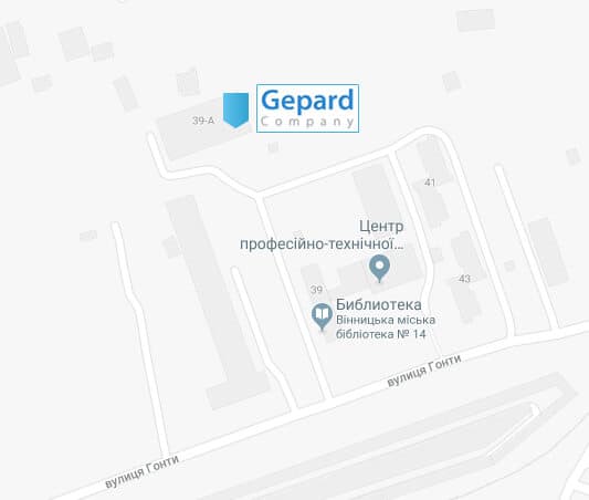 Фото карта производителя металлочерепицы "Гепард" в Виннице